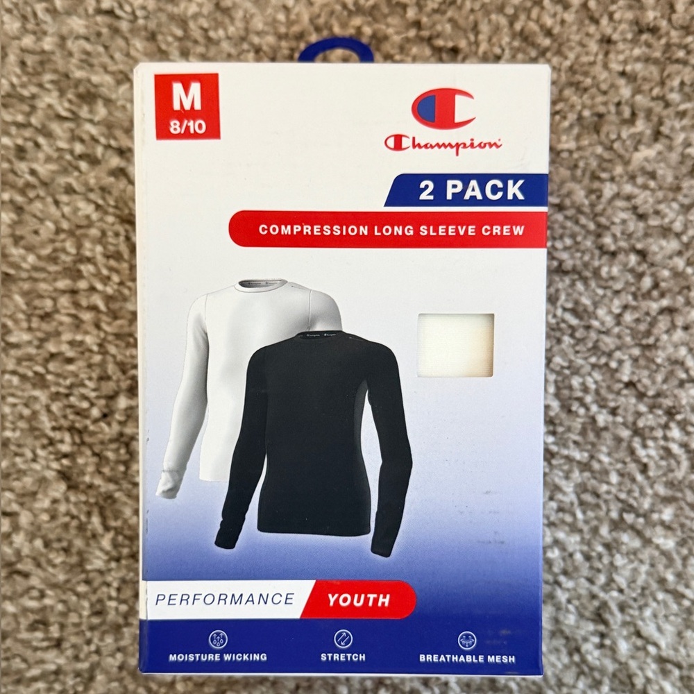 Champion Youth Long Sleeve Tees - Black‎ and White